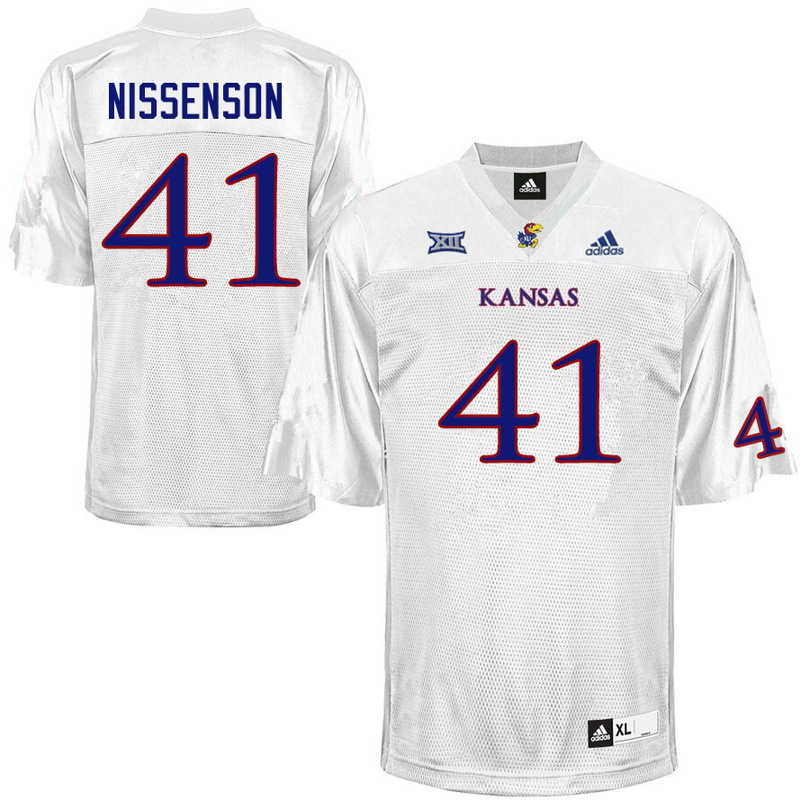 Men #41 Cameron Nissenson Kansas Jayhawks College Football Jerseys Sale-White